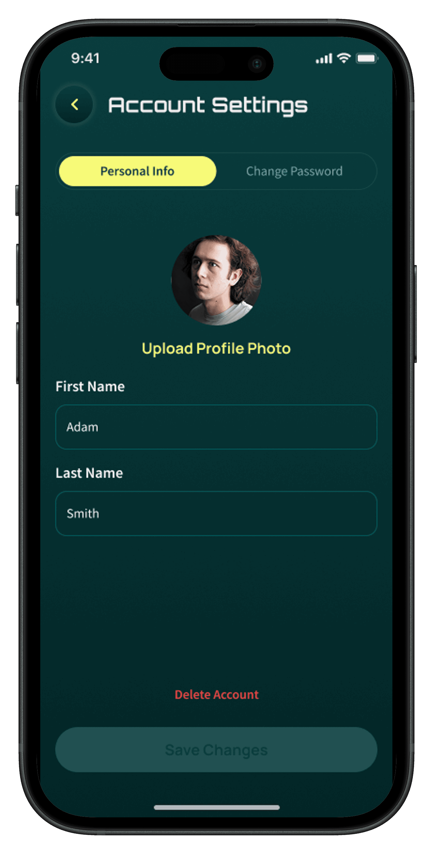 Manage Your Profile screen